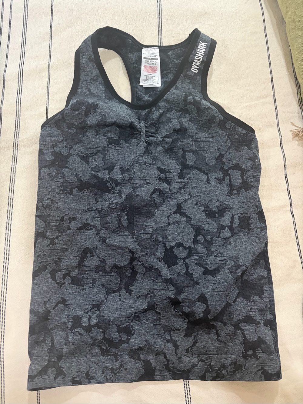 Gymshark Black & Gray Camouflage Racerback Tank Top
